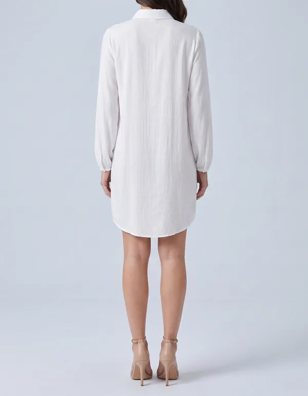 Chemise Viscolinho Manga Longa, cor Branca, vista de costas