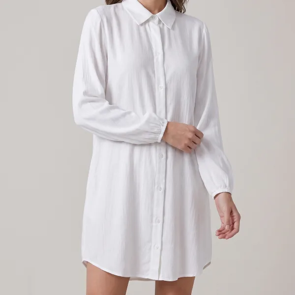 Chemise Viscolinho Manga Longa, cor Branca, caimento