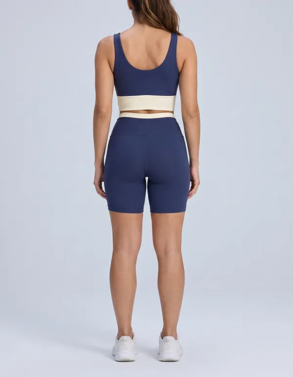 Conjunto Top e Short Ciclista, cor Azul-marinho, vista de costas