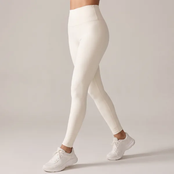 Legging Cós Alto, cor Off-white, caimento