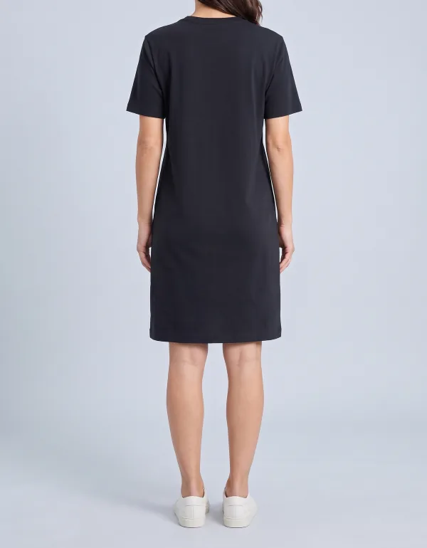 Vestido T-shirt, cor Preto, vista de costas